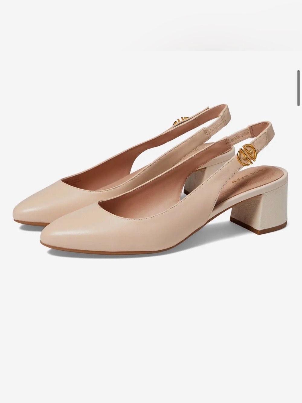 Cole haan Women's Beige Slingback Block Heel Pumps — Size 8